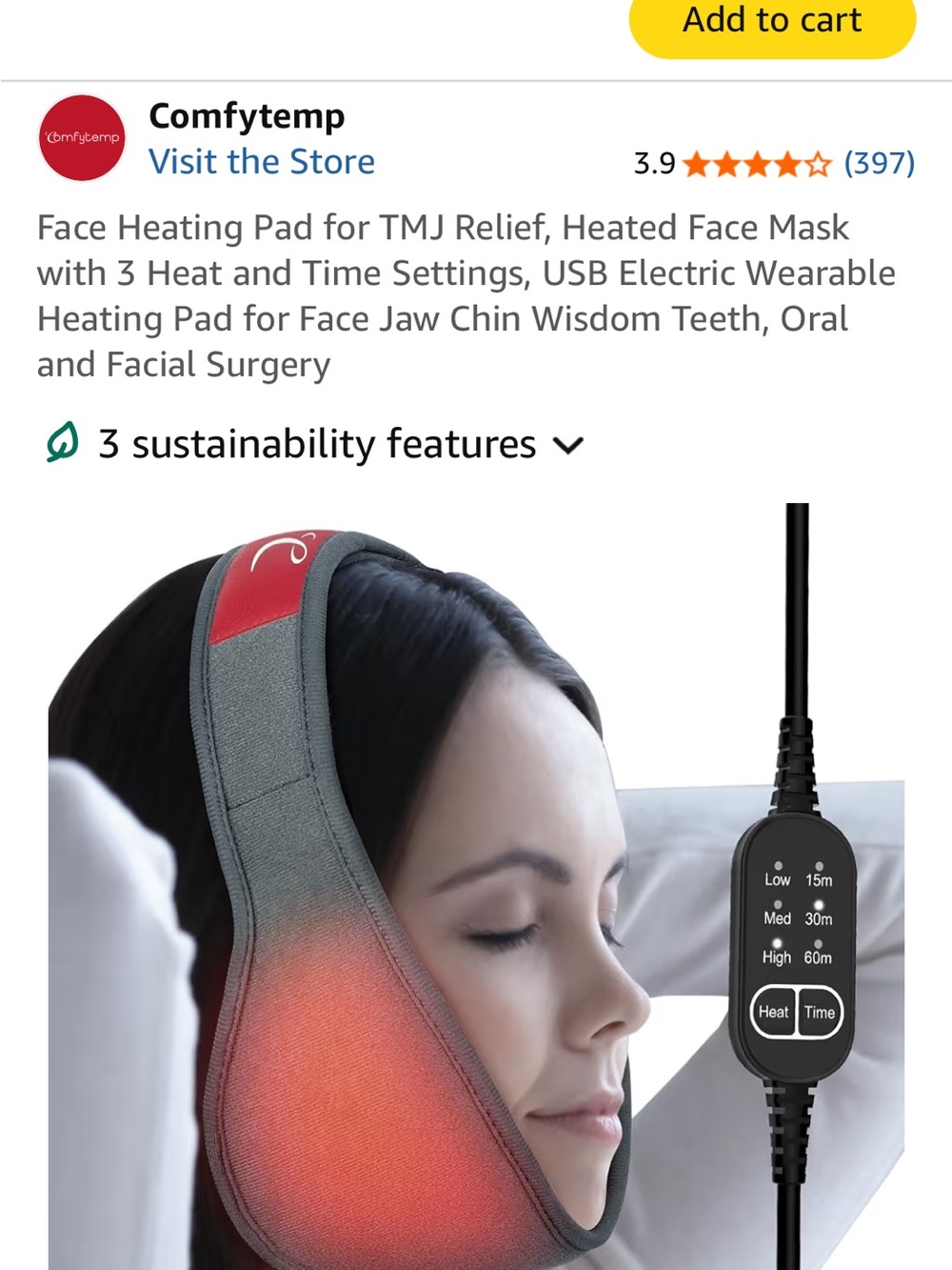 Heated Face Mask for TMJ Relief — Gray